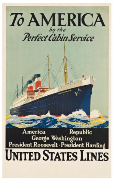 To America by the Perfect Cabin Service / United States Lines