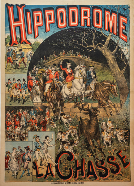 HIPPODROME LA CHASSE ca 1887 48 X34 1/2