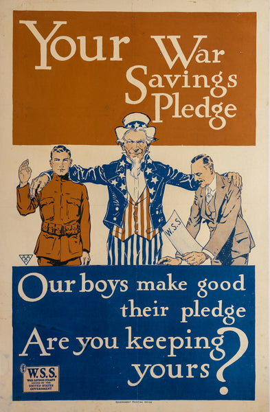 OUR BOYS MAKE GOOD THEIR PLEDGE 1918 32 1/4 X 21 RESTORED CORNER