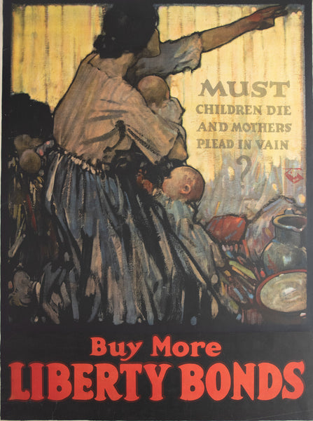 MUST CHILDREN DIE AND MOTHERS PLEAD 1918 40 1/2 X 30