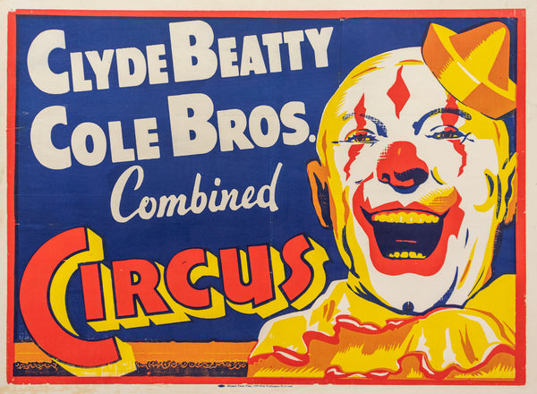 CLYDE BEATTY COLE BROS (BLUE BACKGROUND:YELLOW CLOWN)